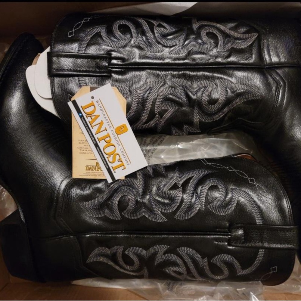 Dan Post Black Western Boot With Embroidered Scro… - image 1